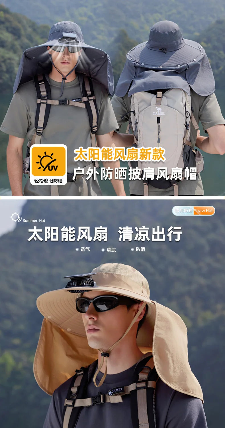 Wide Brim Solar Fan Outdoor Sun Hat