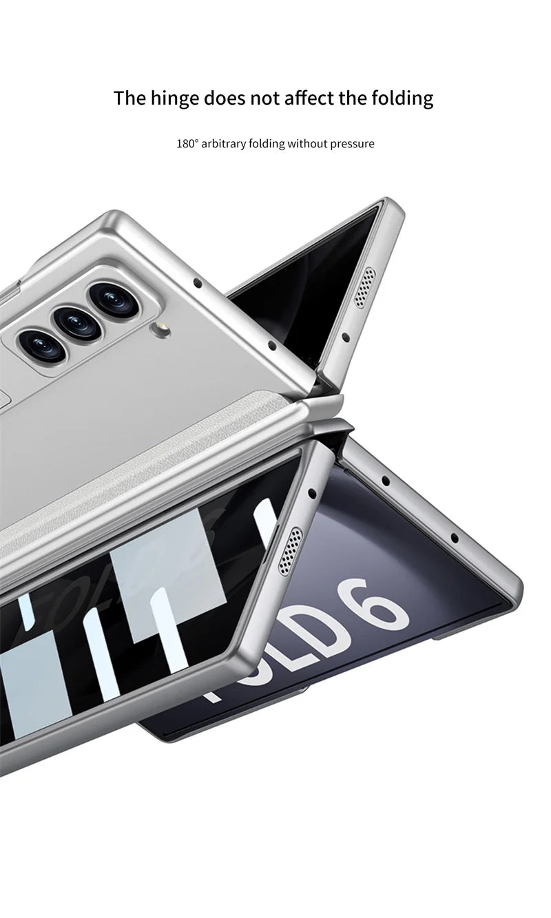 Luxury  Hinge Case for Samsung Z Fold 6 3 4 5 Case with Anti-peeping Glass All-inclusive Shockproof Shell Case