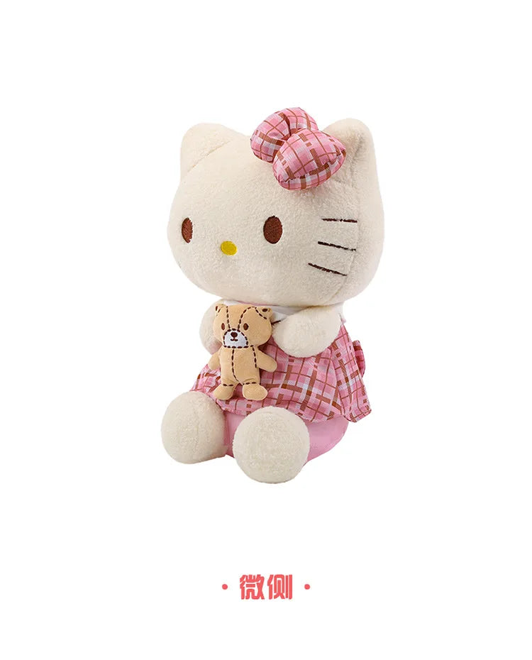 Kawaii Retro Hello Kitty Stuffed Doll Sanrio Plush Toy Kids Anime Birthday Gift Wholesale Large Sanrio Kitty Soft Stuffed Doll