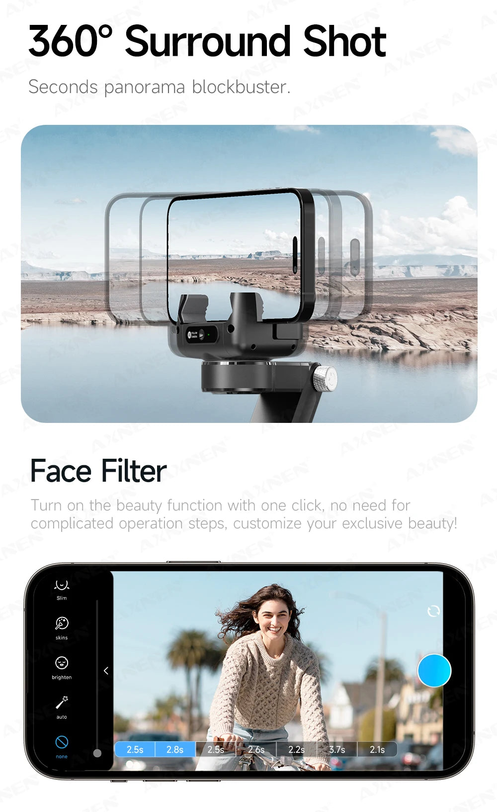 Q19 AI Desktop Gimbal Stabilizer 360 Rotation Auto Face Tracking Mobile Phone Handheld Anti-shake Selfie with Fill Light