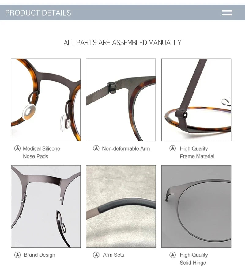 Rectangle Titanium Screwless Business Eyeglasses Frame