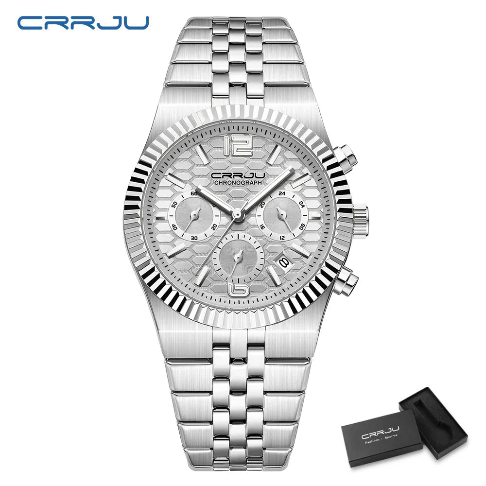 Classic Men's Automatic Date Watch Stainless Steel Quartz Elegant Round Case Luminous Versatile Fashion Night Light 2323