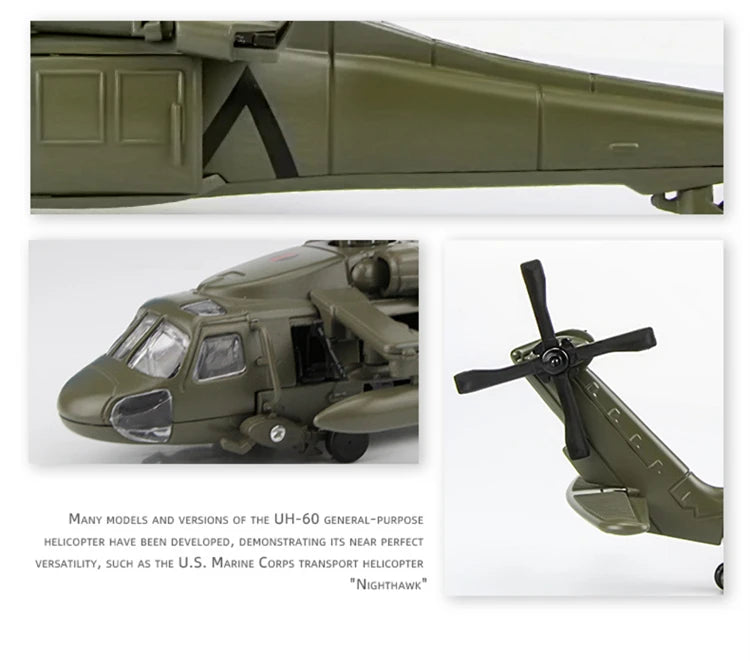UH60 Hawk Utility Helicopter Metal Model Aircraft Sound and Light Display Toy