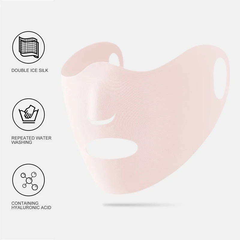 Ice Silk Sunscreen Mask Female Breathable Thin Section Hanging Ear Type Sports Sunshade