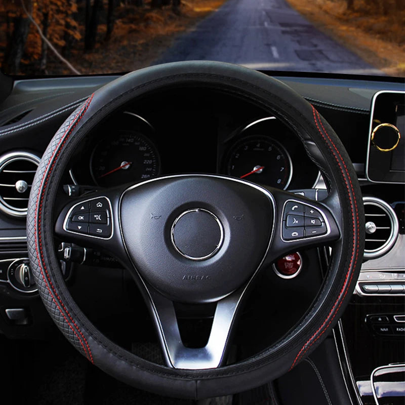Universal Microfiber Leather Car Steering Wheel Cover 37CM 39CM