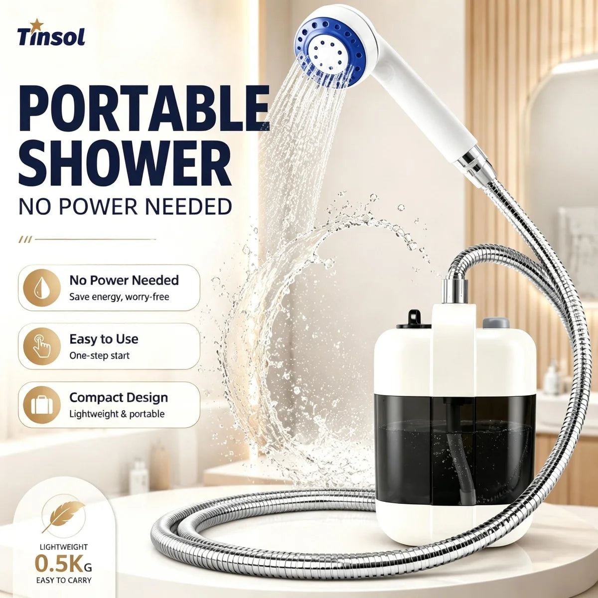 Portable USB Rechargeable Electric Camping Shower Pump Kit