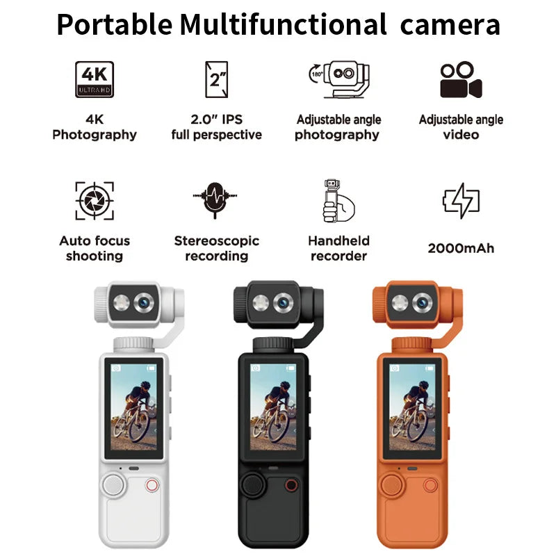 4K HD WiFi Wearable Sports Camera with Touch Screen Night Vision and EIS Stabilization