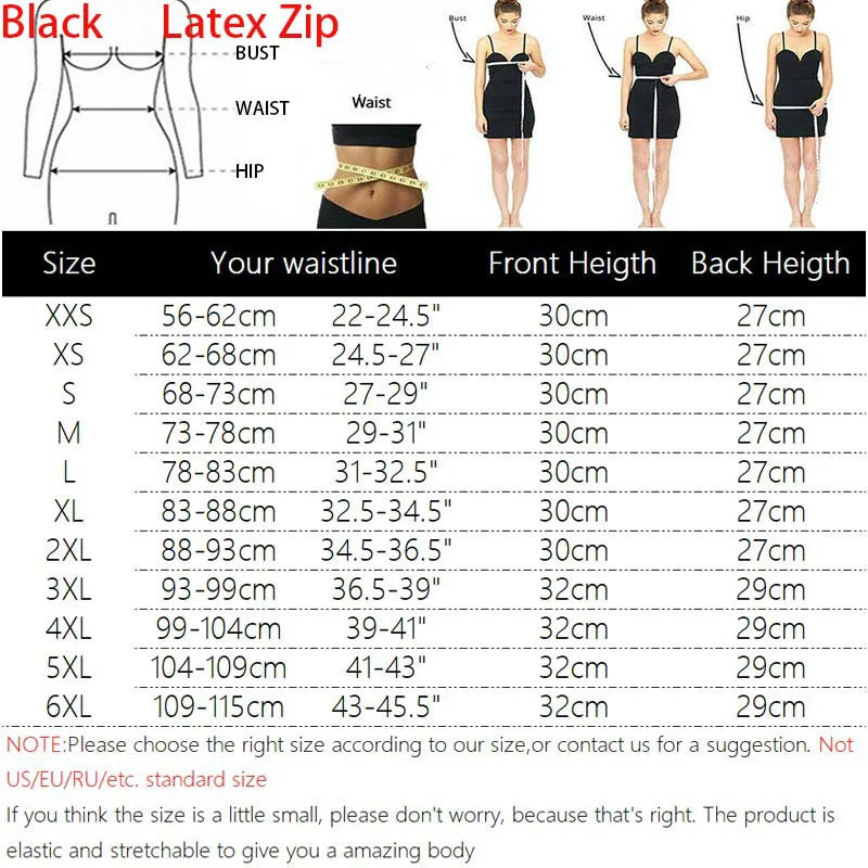 Latex Corset Body Shaper Waist Trainer Cincher Zipper Under bust Weight Loss Slimming Shapewear Hourglass Belt Women