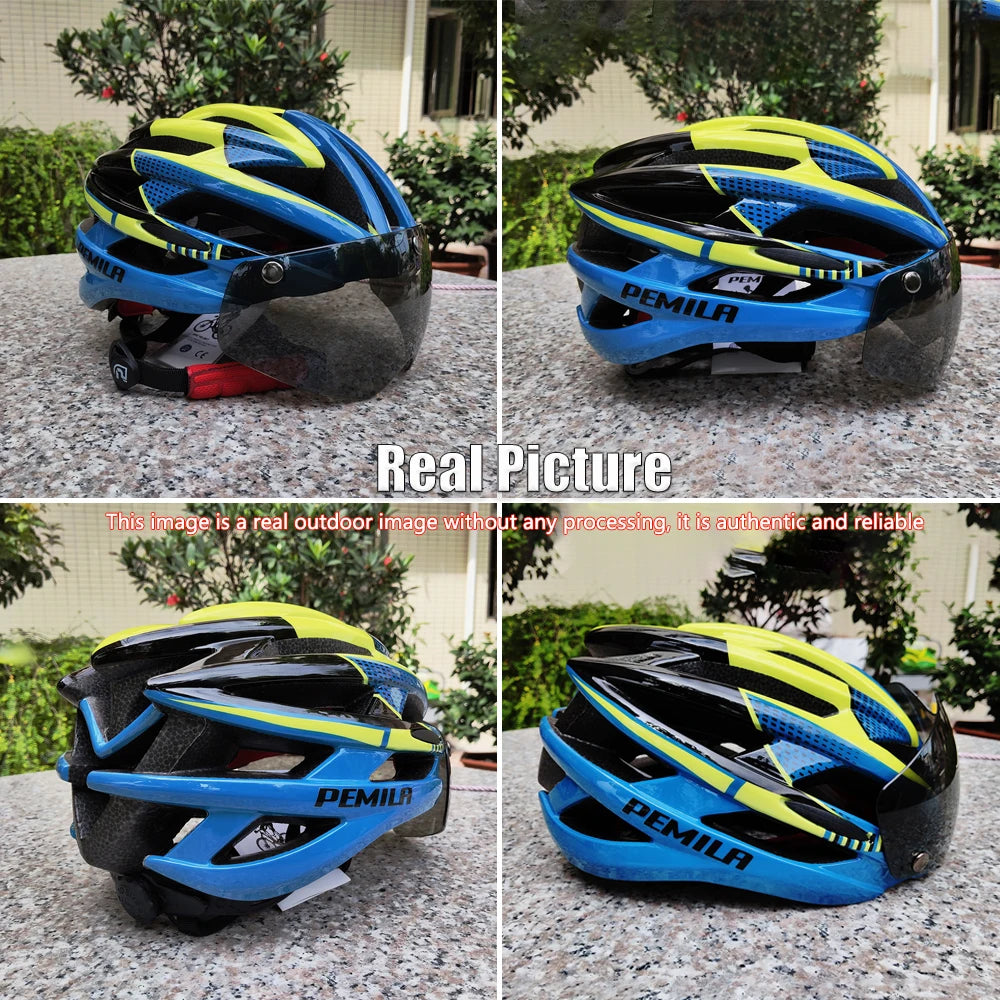 Cycling Helmet With Protective Goggles For Road And Mountain Bike
