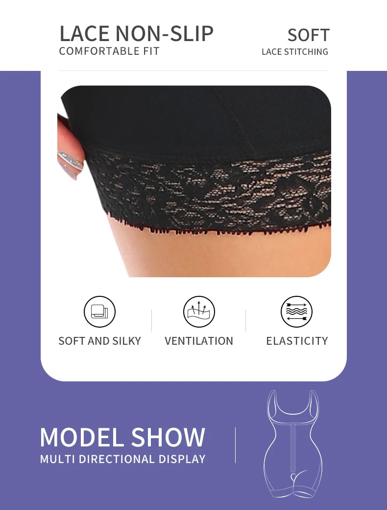 Women's Shapewear Bodysuit  Slimming  Butt Lifter Full Body Shaper Bbl Tummy Control Open Crotch Ziper