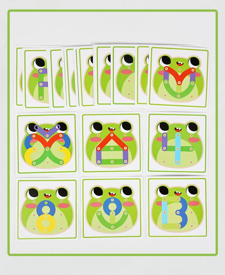 Wooden Geometric Pegboard Construction and Pattern Puzzle Set