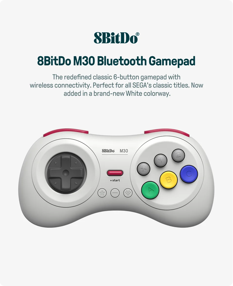 Bluetooth Retro Gaming Controller with Six Button Layout for Nintendo Switch PC and Android