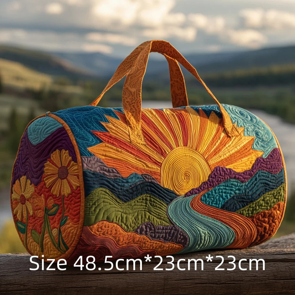 Hot Sale 3D Quilted Bag for Women Colorful Sun Pattern Travel Tote Bag Desert Cactus Forest Print Weekender Overnight Beach Bag