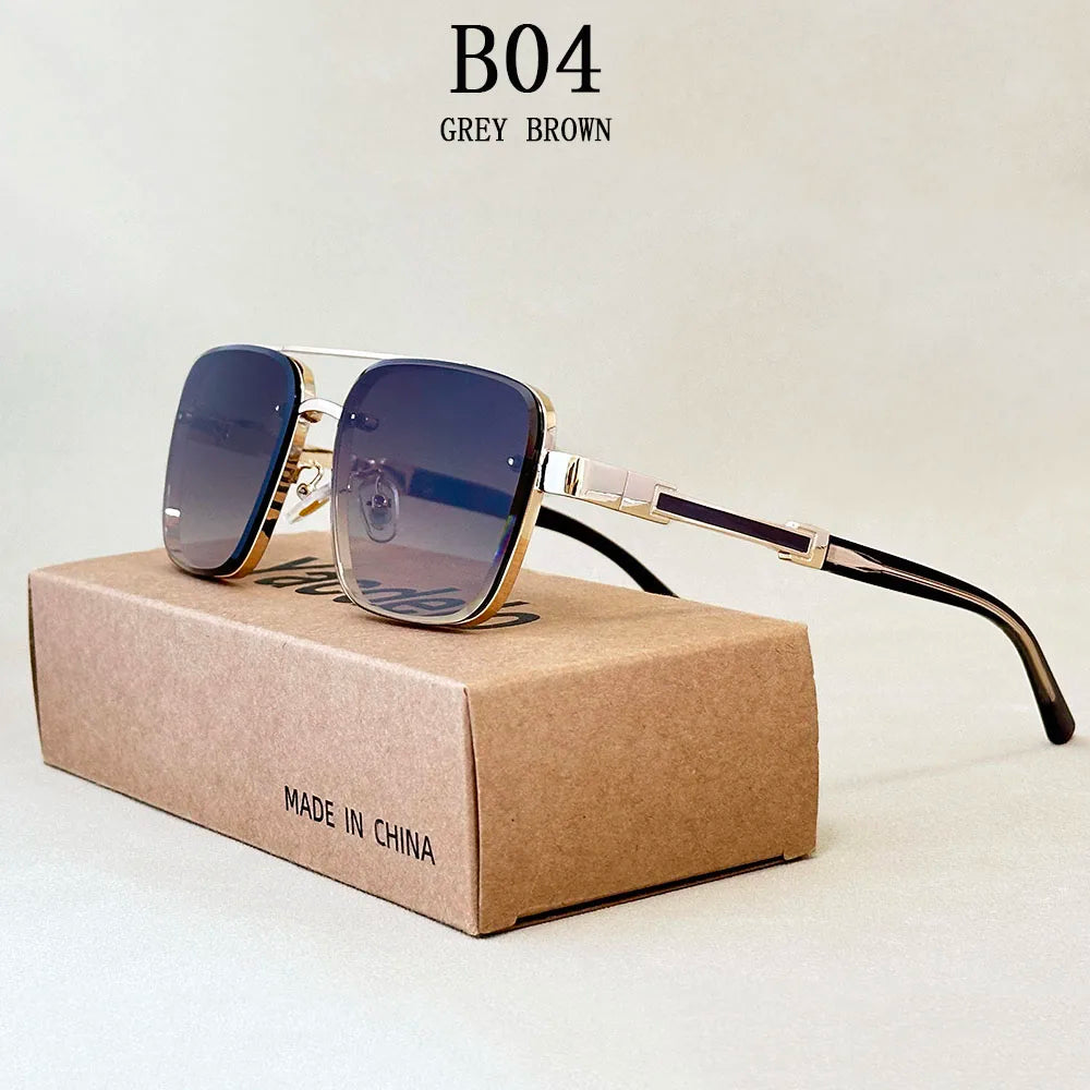 Square Alloy Frame Sunglasses With UV400 Protection