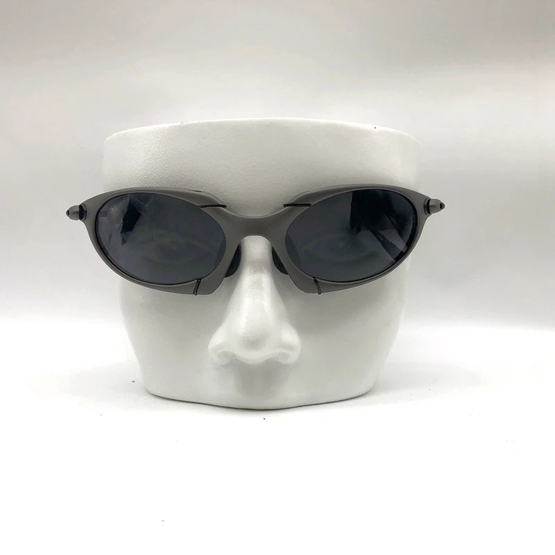 Polarized UV400 Road Bike Cycling Sunglasses – Gray Metal Frame Riding Fishing Eyewear
