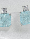 Light Blue Square Cubic Zirconia Stud Earrings