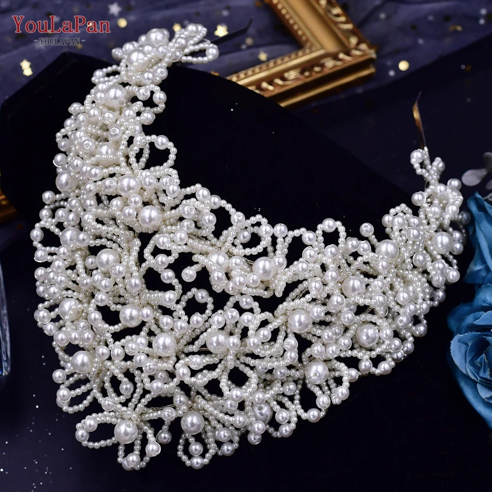 Luxury Wedding Crown Pearl Bride Headband Hair Accessories