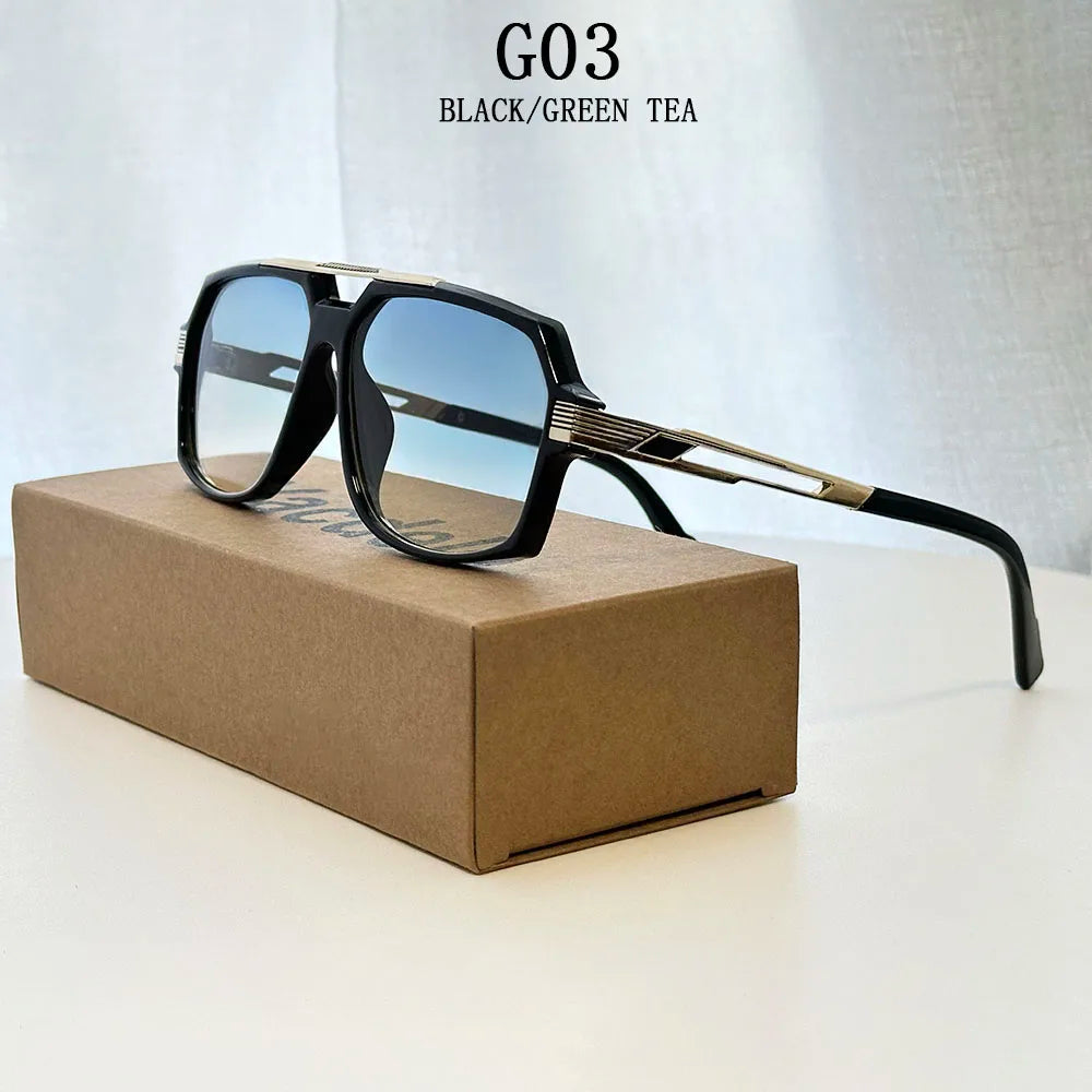Vintage Square Alloy Frame Sunglasses With UV400 Protection