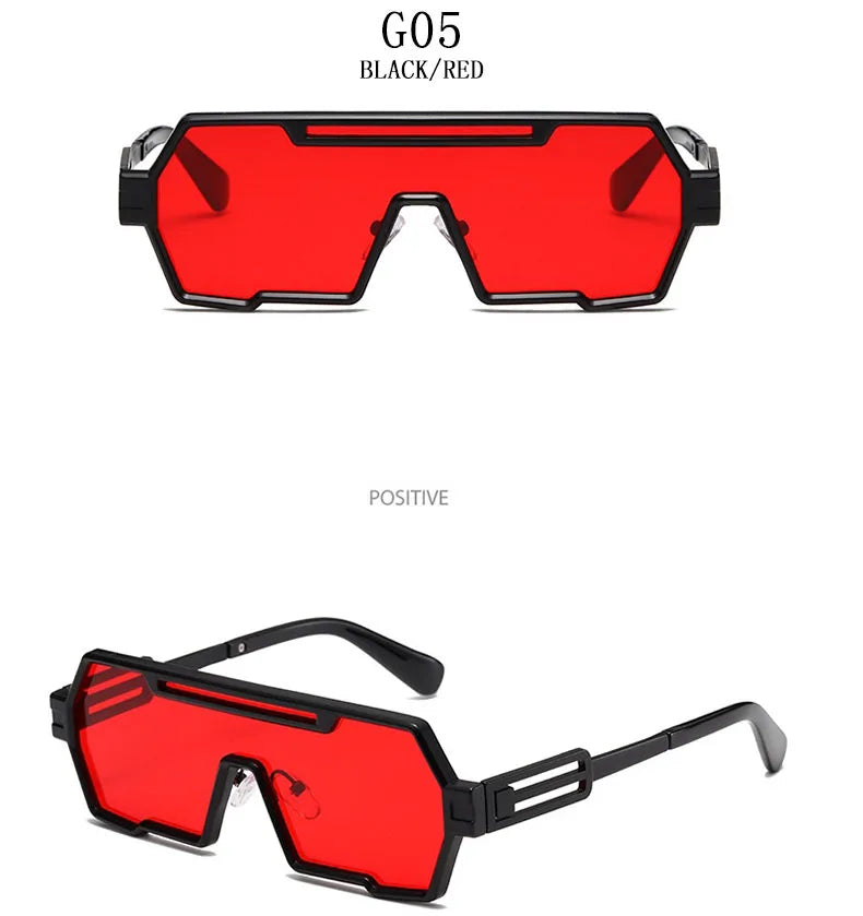 Square Steampunk Metal Sunglasses With UV400 Protection