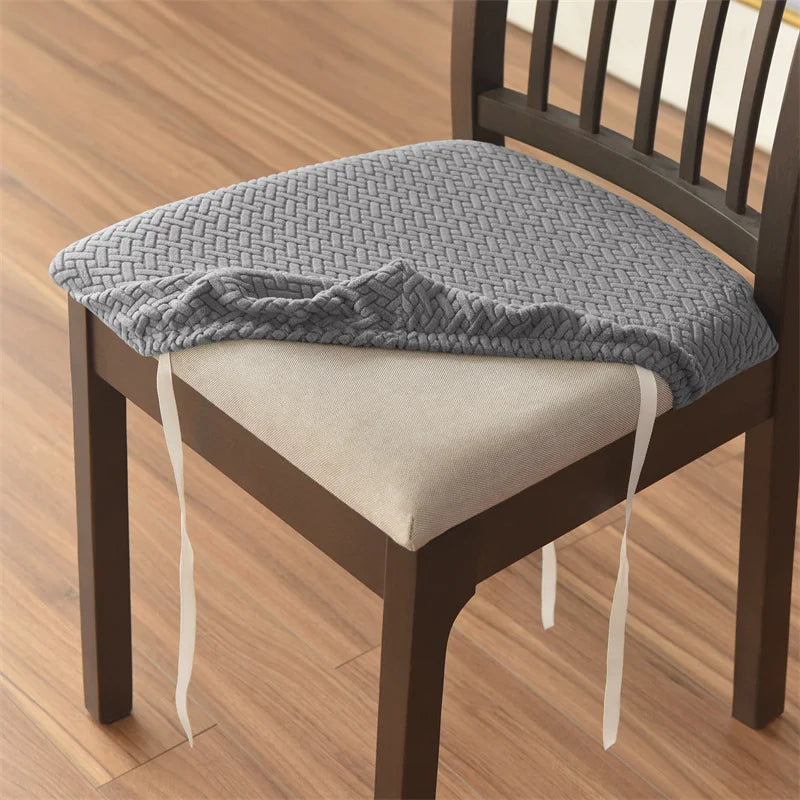 4pcs/set Stretch Dining Chair Seat Covers Jacquard Elastic Upholstered Chairs Cushion Slipcover Anti-Dirty Protector Removable