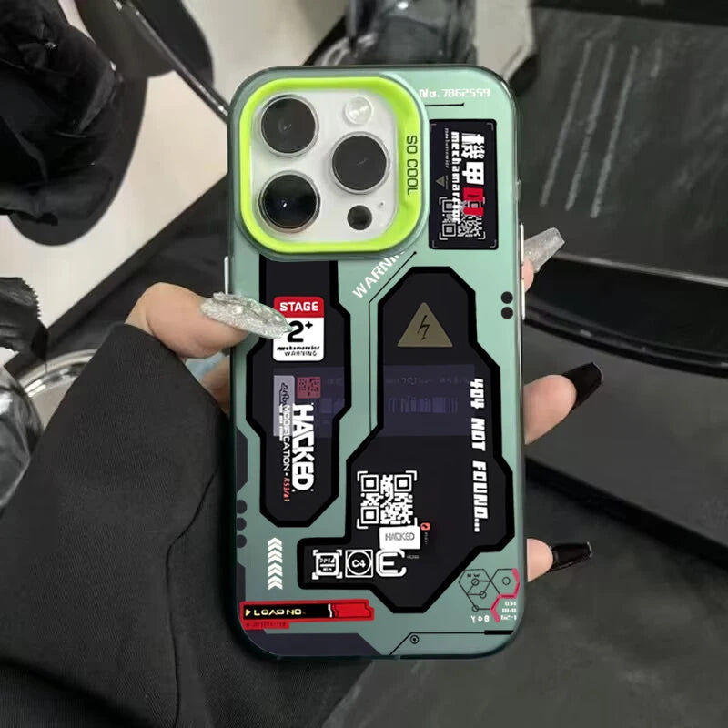 Phone Case For iPhone 16 15 14 17 Air Pro Max Shockproof Mecha-Style Graffiti Shockproof Cover