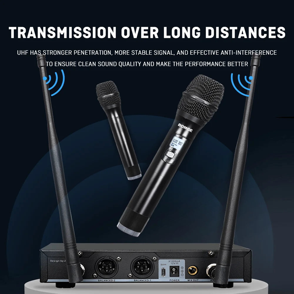 BG360U Dual Channel UHF Wireless Microphone System with DSP Effects