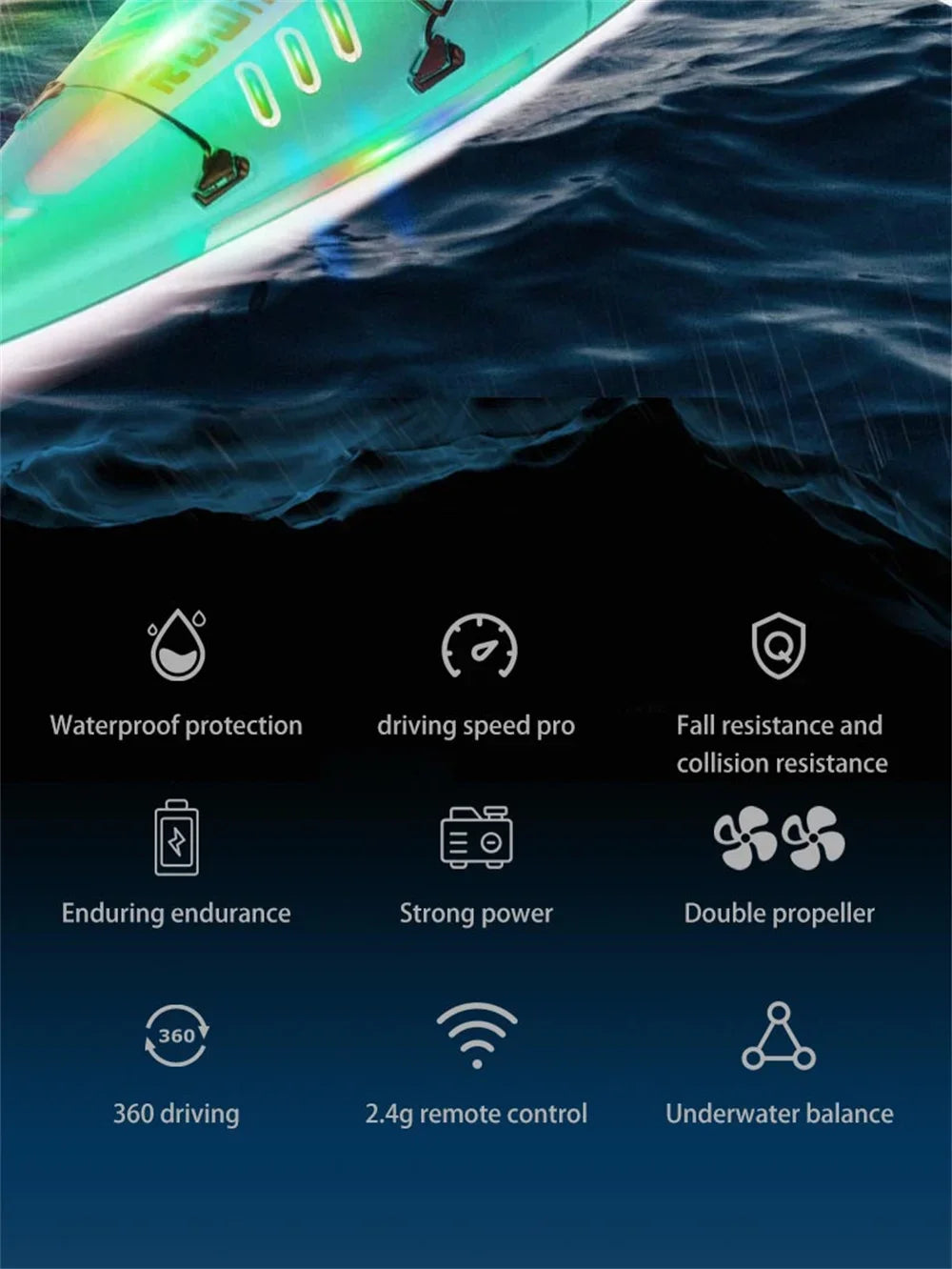 Rc Boat Kayak Racing Ship 2.4G Remote Control Rowing Boat Paddling Water Competition Games Summer Outdoor Toy for Boys Gift