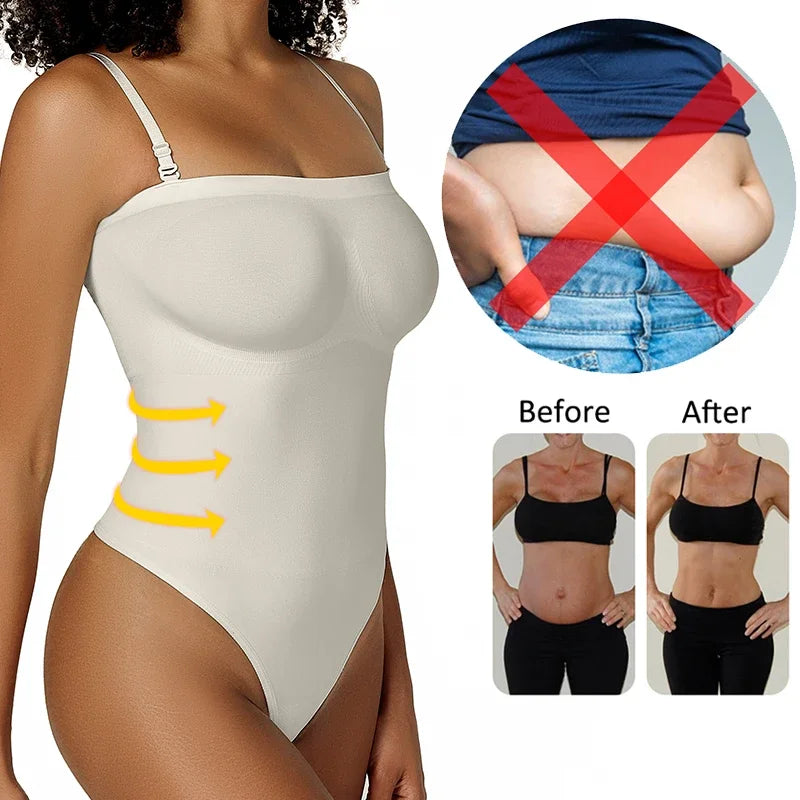 Women Tummy Control Thong Bodysuit – Slimming Compression Shapewear