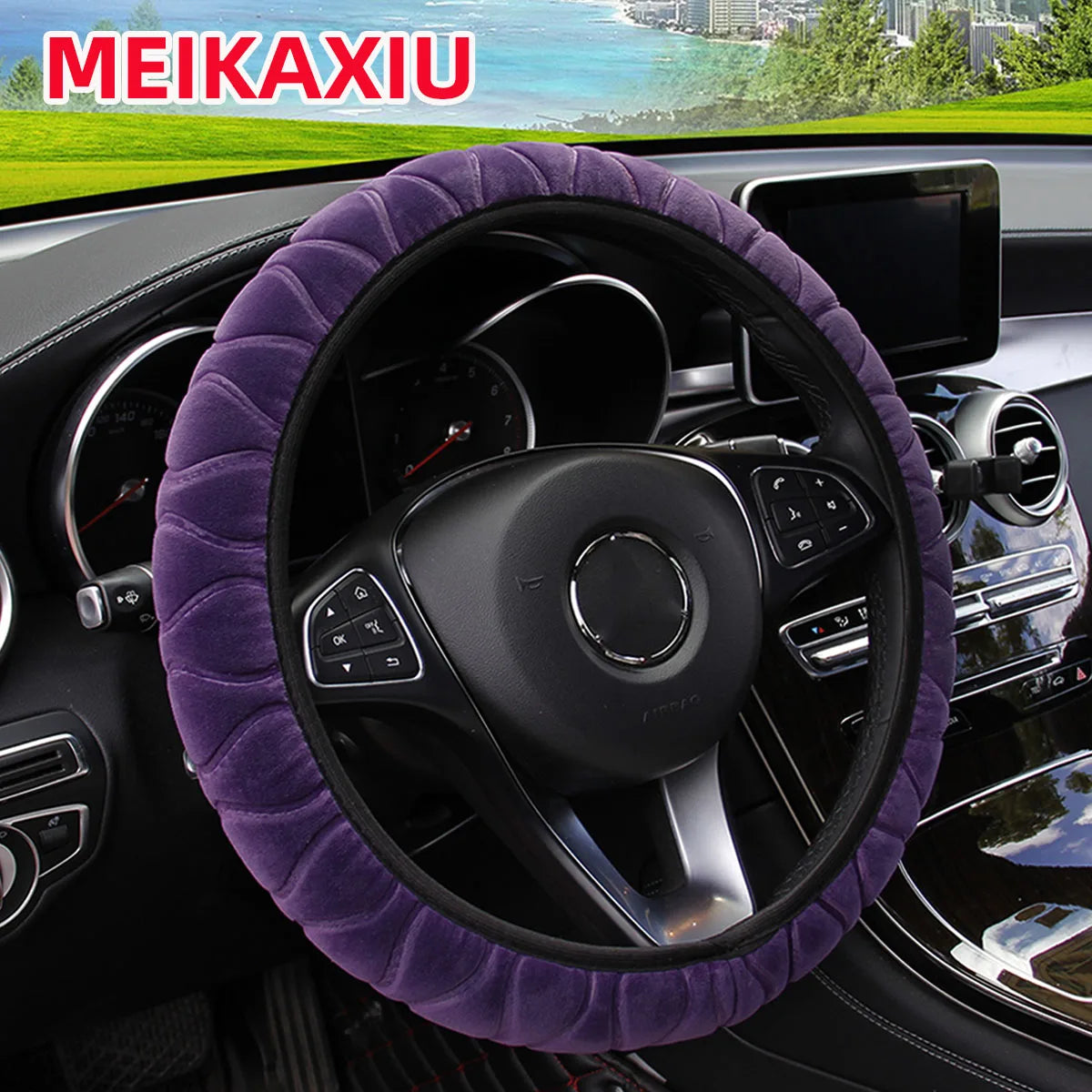 Soft Plush Pressed Flower Car Steering Wheel Cover 37CM 38CM