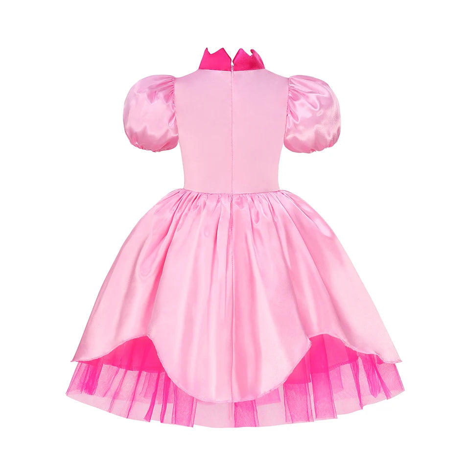 Girls Princess Peach Sweet Halloween Carnival Stage Performance Costume Pink Clothes Cosplay