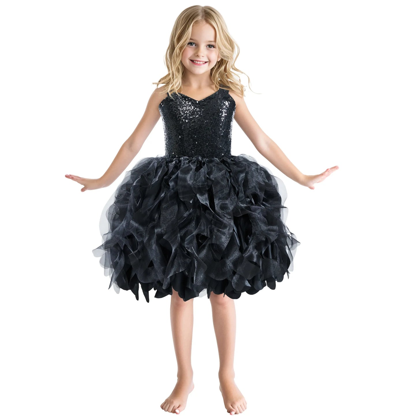 Sequin Pageant Dress with Spiral Hem Birthday Party Gown