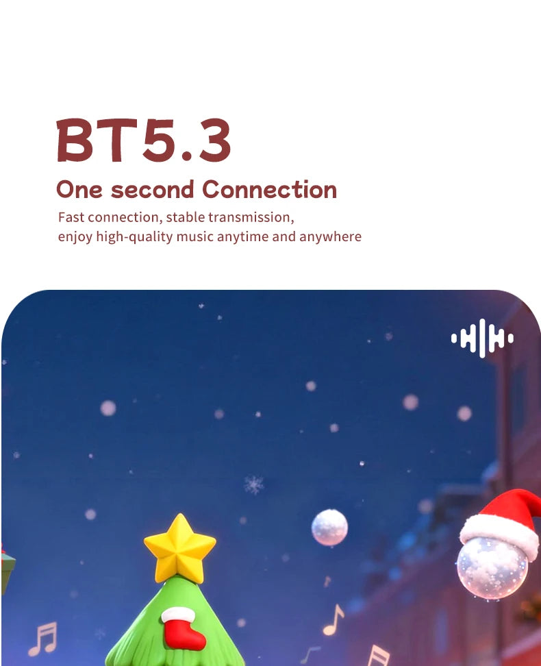 Christmas Eve Light Mini High Fidelity Bluetooth 5.3 Speaker TWS Connection Stereo Rechargeable LED Desk Lamp Christmas Gift