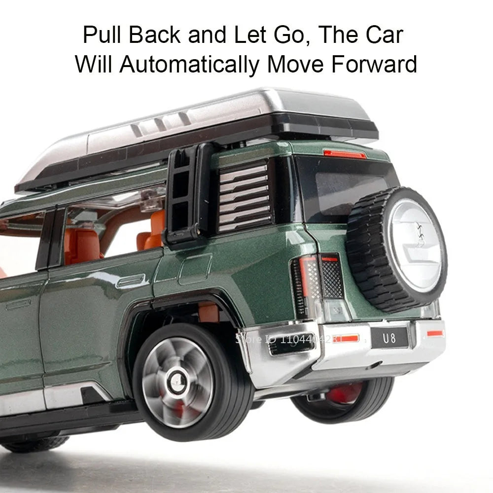 1:24 BYD Looks Up At U8 Toys Car Diecast Alloy Models Sound Light Doors Opened Front Wheel Steering Vehices s Festival Gifts