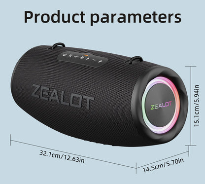 ZEALOT-S87 Outdoor Portable Wireless Bluetooth Speaker 80W High Volume Subwoofer Sound Performace IPX6 Waterproof Camping