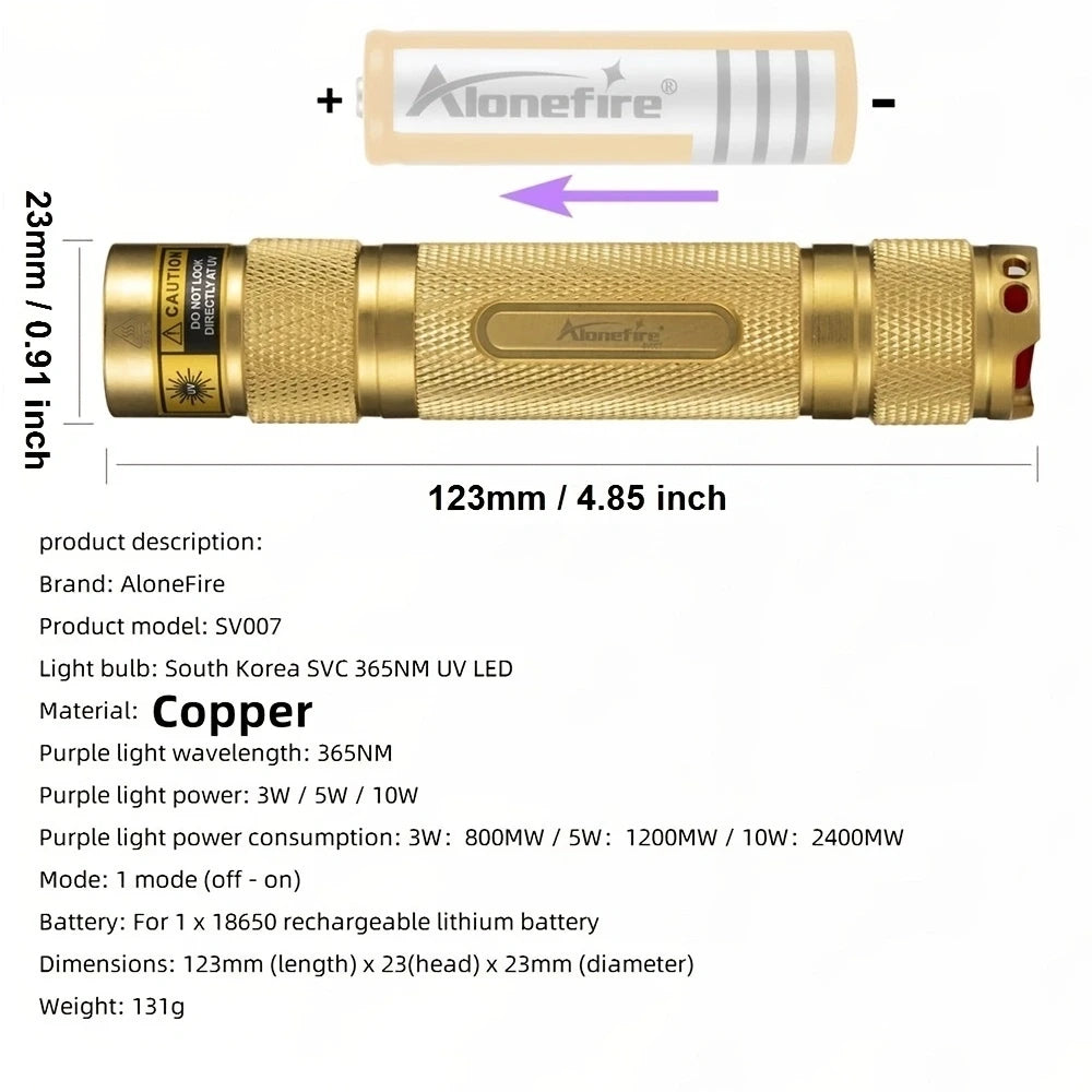 365nm UV Blacklight Rechargeable Flashlight