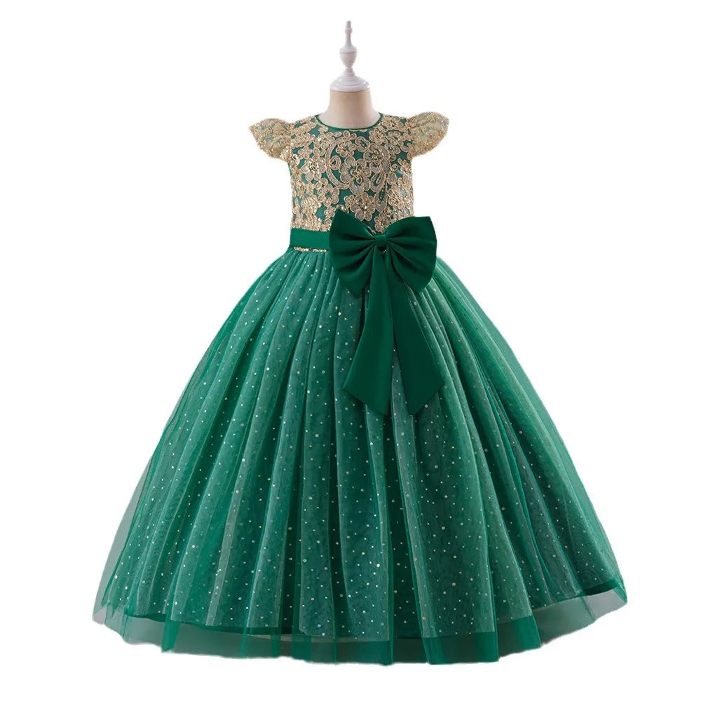 Girls Princess Dress - Fluffy Tulle Ball Gown with Bow Belt First Birthday Party Dress, Flower Girl Wedding Outfit