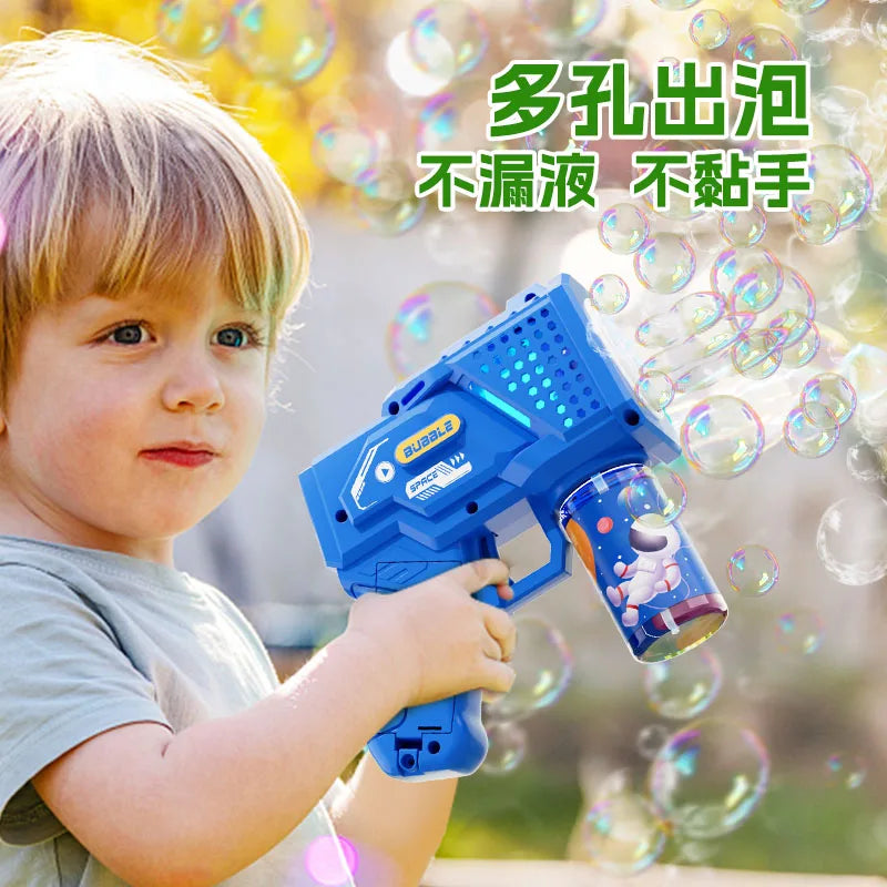 Electric Bubble Gun Astronaut Kids Toy Bubbles Machine Automatic Soap Blower with Light Summer Outdoor Party Games