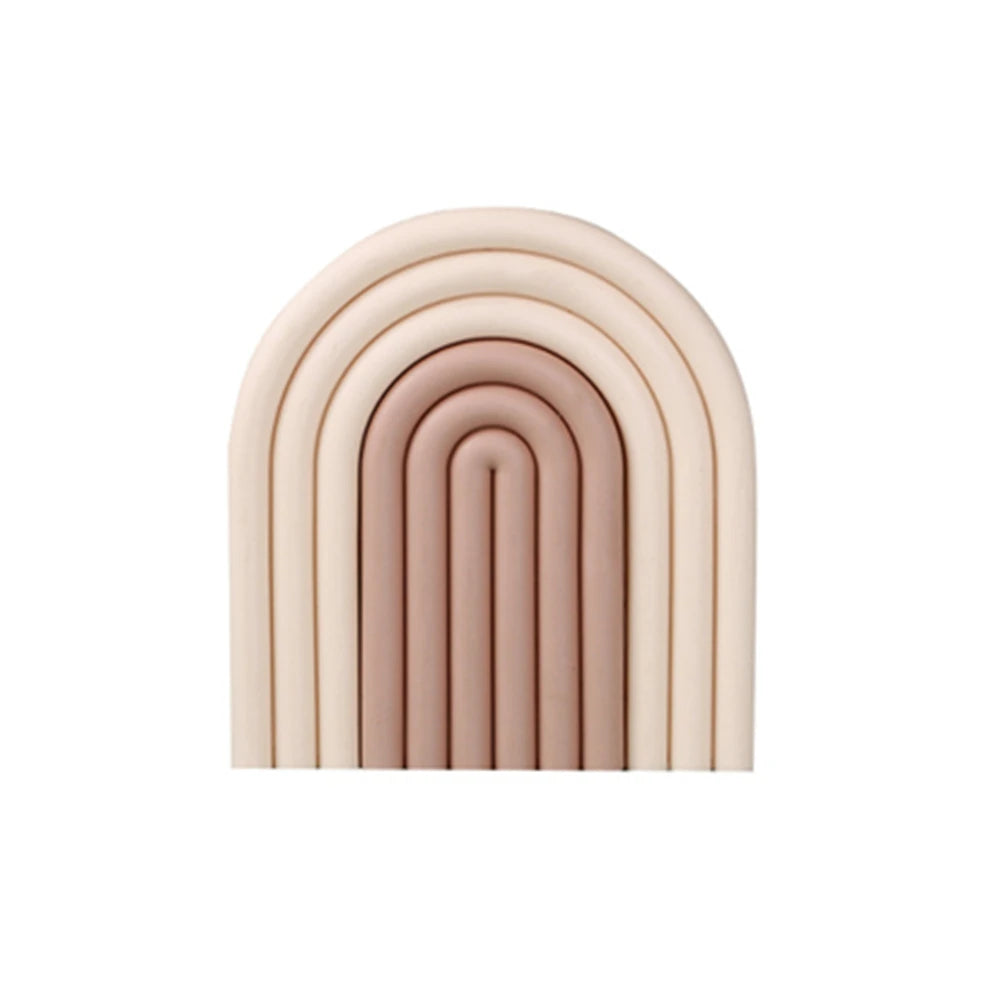Non-Slip Rainbow Shape Tableware Insulation Mat Silicone Heat insulation Pad Tableware Placement Stackable Coffee Cup Coasters