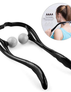 Neck Massager Shiatsu Deep Tissue Dual Trigger Point Shoulder Massager for Pain Relief, Ergonomic Handle, Lightweight & Portable