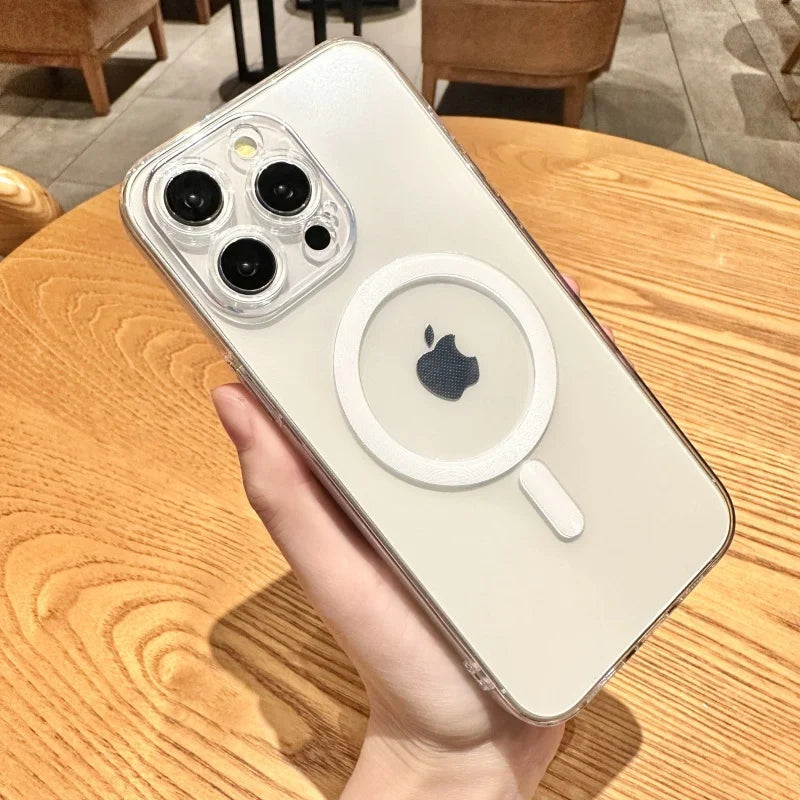 Magsafe  Transparent Cartoon Rose Flower Phone Case iPhone 16 15 14 Pro Max 16 Plus Wireless Charge Clear Funda