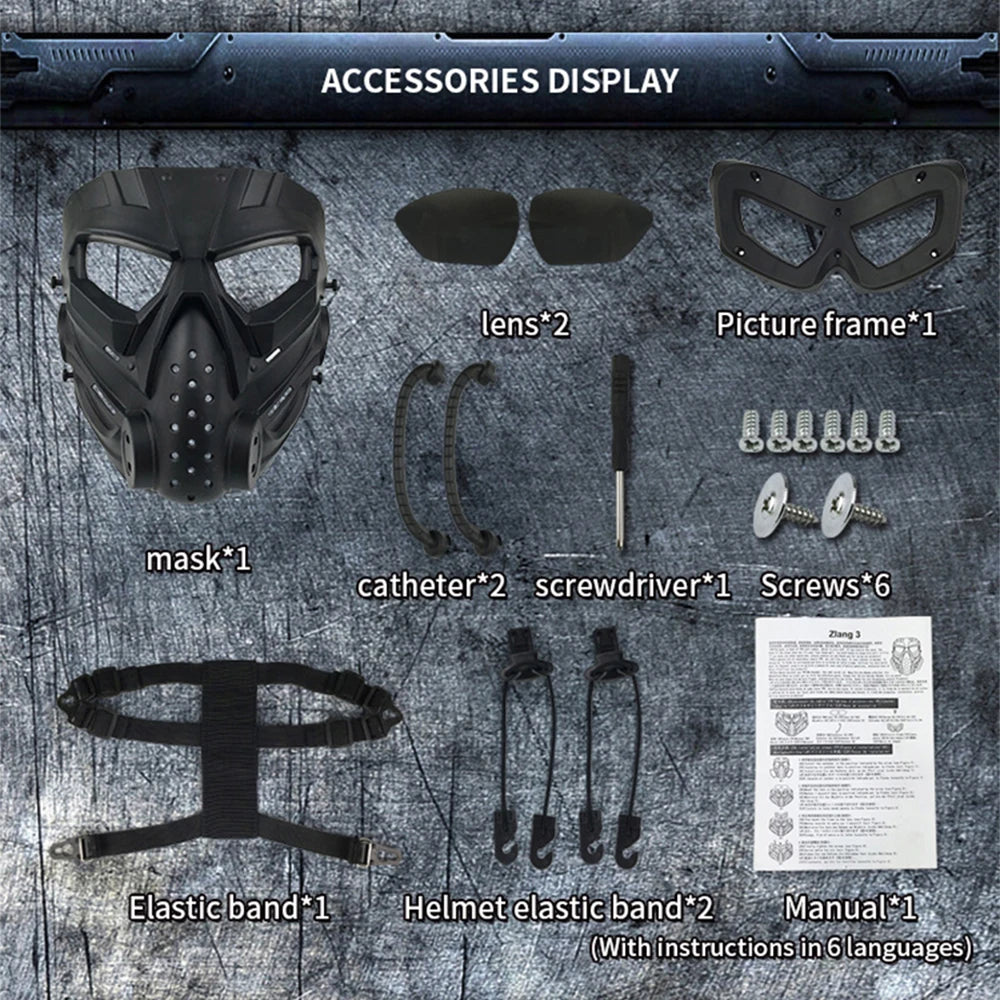 Airsoft Masks Defensive PC Lens Skull Mask Outdoor Shooting Mouth Mask Hunting Tactical Paintball Protection Face Mask