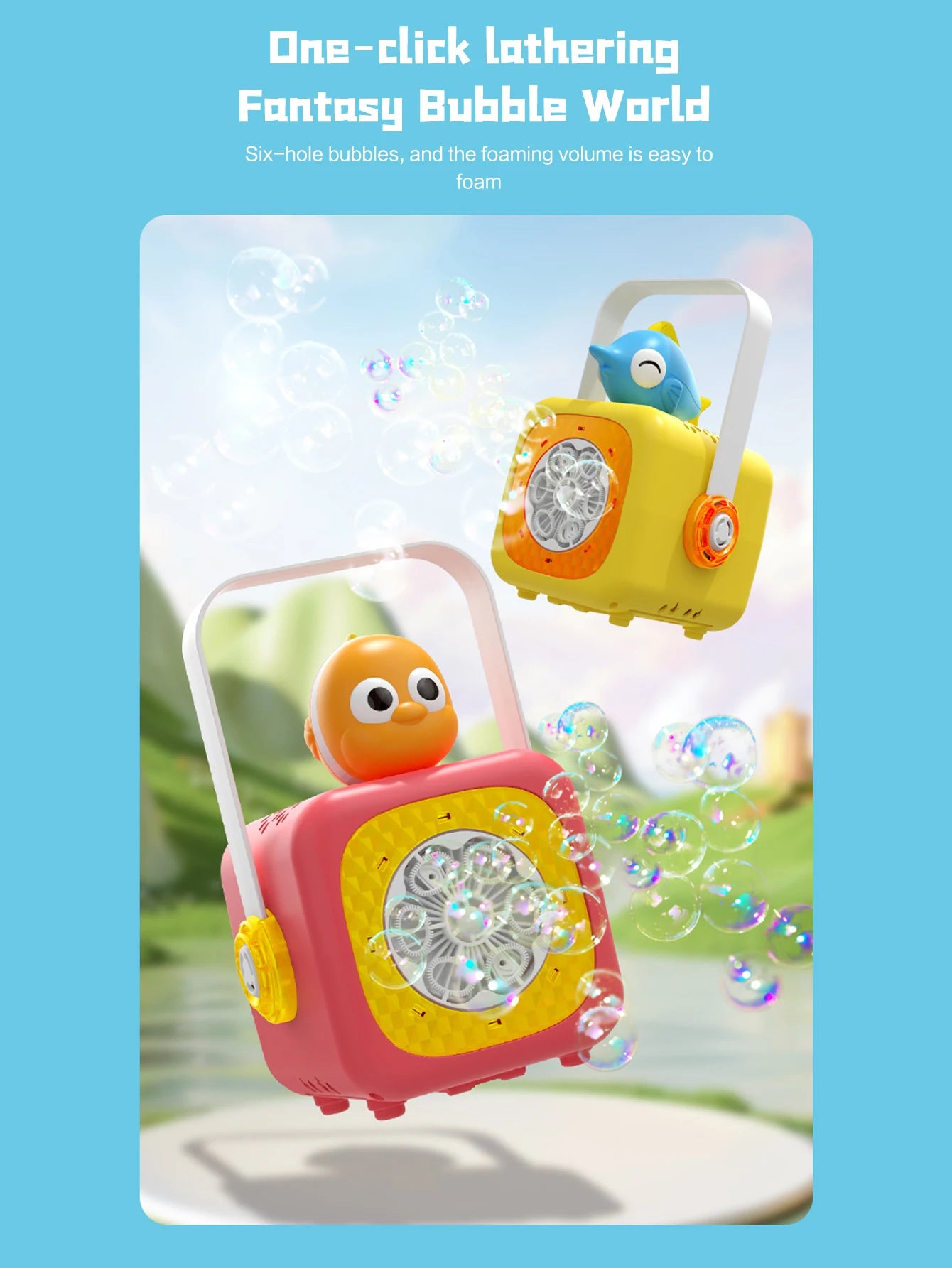 Small fish in the ocean Bubble Machine Outdoor Travel Continuous Bubble for Children (Excluding Bubble Liquid and Battery)