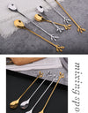 Gold Leaf Spoon for Stirring Tea Coffee Mixing Spoons Stainless Steel Tableware for Dessert Fruit Christmas Gift Home Decoratons