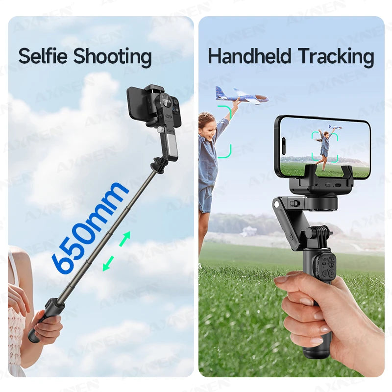Q19 AI Desktop Gimbal Stabilizer 360 Rotation Auto Face Tracking Mobile Phone Handheld Anti-shake Selfie with Fill Light