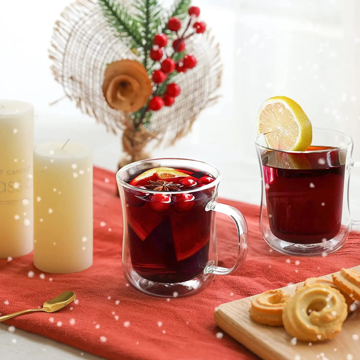 220/300/400ml Double Wall Glass Espresso Cups Clear Coffee Mug With Handle For Hot Cold Beverage Milk Juice Drinkware Set