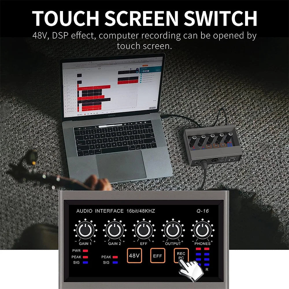 Q16 USB Audio Interface with 48V Phantom Power for Recording and Streaming