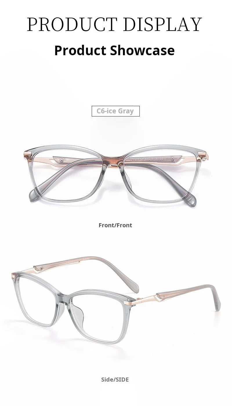 Retro Square Cat Eye Lightweight TR90 Eyeglasses Frames for Women