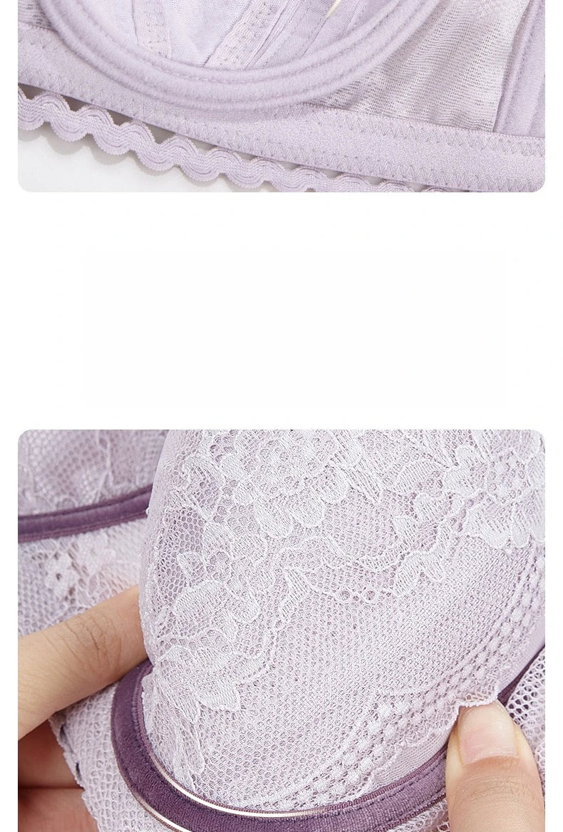 Womens Lace Thin Cup Push Up Underwire Bra