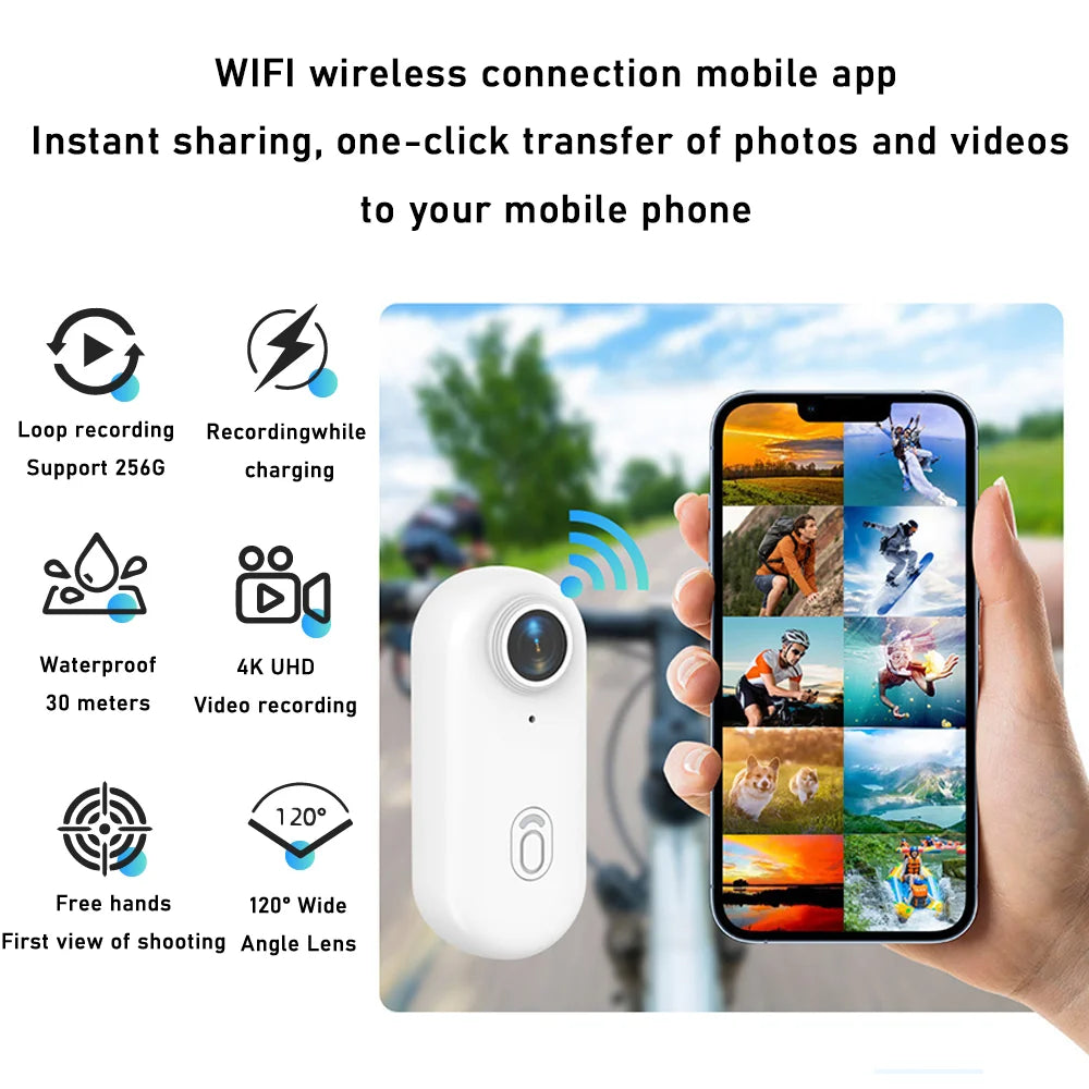 4K Thumb Camera Mini Sports Bodycam with Waterproof Action Camera megnetic Wearables Vlog Helmet Camera Bicycle Video Wifi Cam