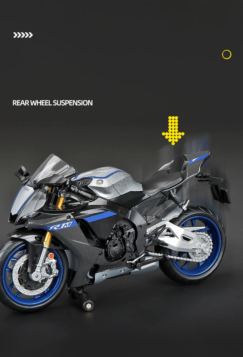 1/12 Scale Yamaha YZF-R1M Motorcycle Model Toy Alloy Diecast Simulation Models Motor Cycle Collection Decoration Boys Toys Gifts